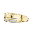 Round Cut Lab Grown Diamond Men's Square Cluster Pave Border Gold Band - View 10