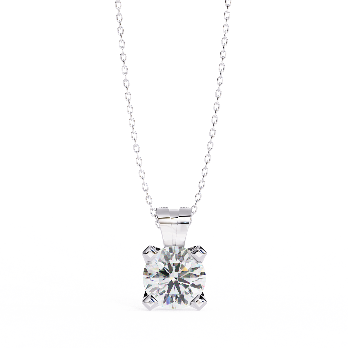Round Lab Grown Diamond Pendant with Heavy Four Prong Double Bail Setting - View 4