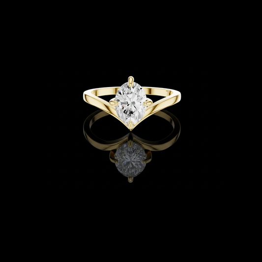 Oval Cut Moissanite Diamond Cathedral Solitaire Engagement Ring