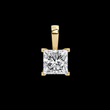 Princess Moissanite Diamond Solitaire Four Prong Pendant