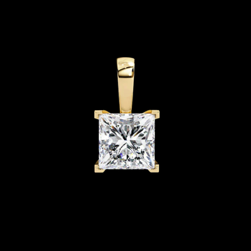 Princess Moissanite Diamond Solitaire Four Prong Pendant