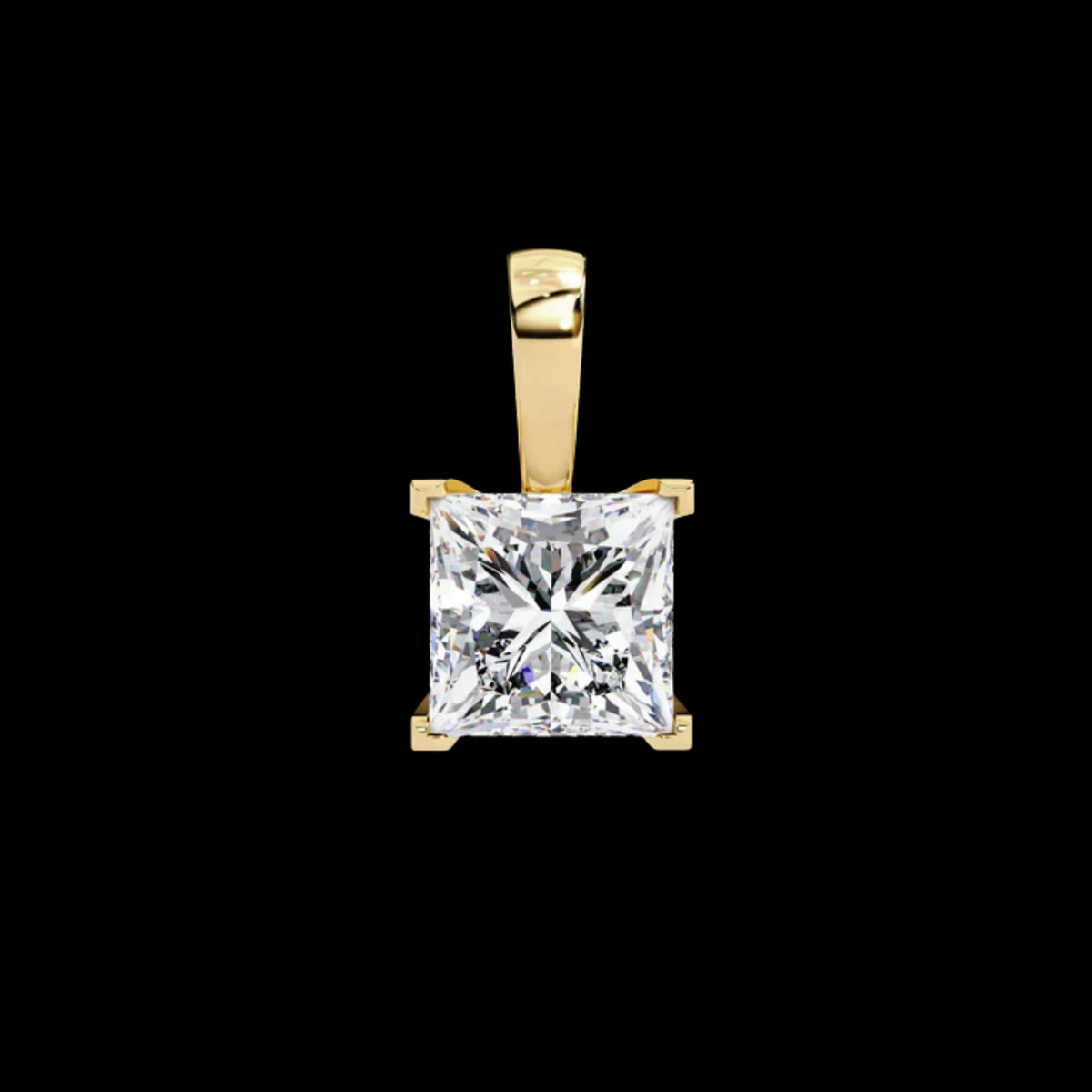 Princess Lab Grown Diamond Solitaire Four Prong Pendant