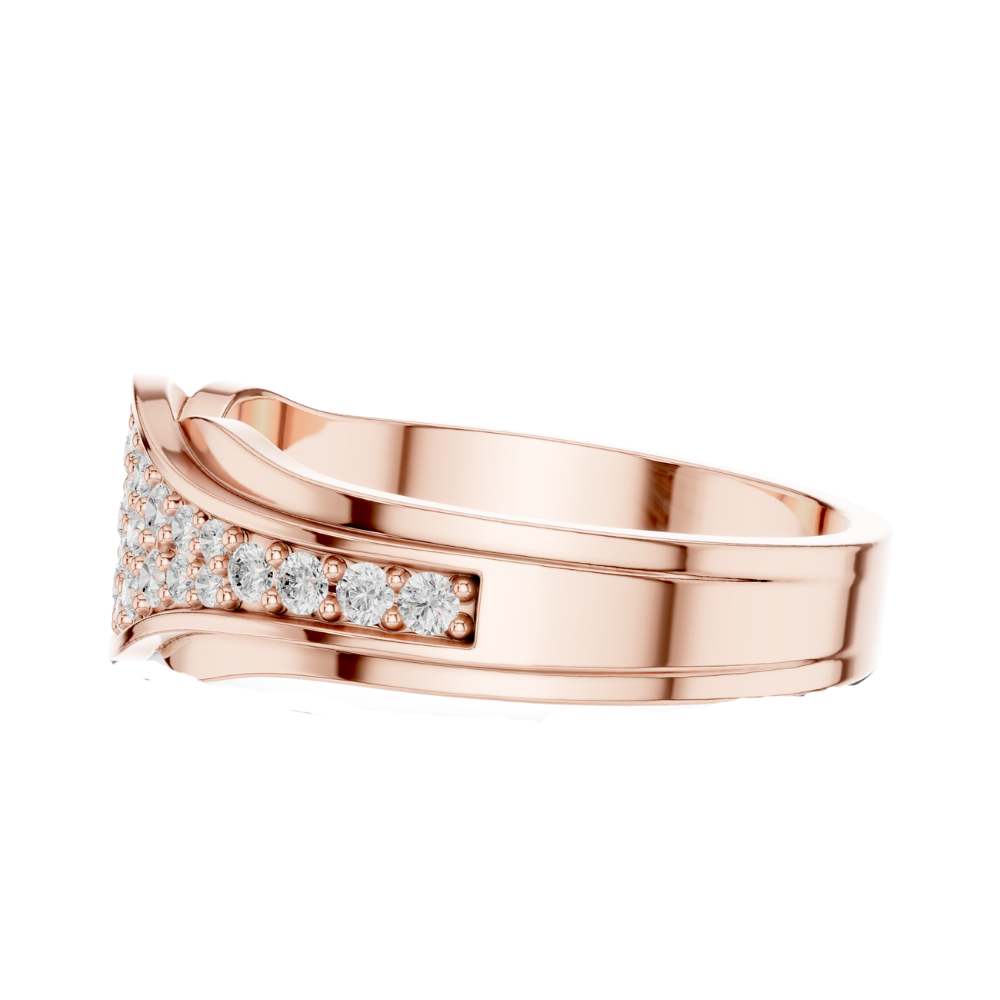 Round Cut Moissanite Diamond Men's Curved Lattice Grid Pave Statement Band - View 8