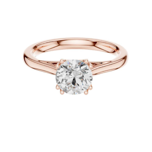 Round Cut Lab Diamond Split Shank Solitaire Engagement Rings - View 2