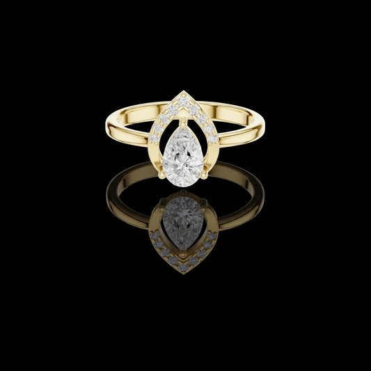 Pear Cut Lab Diamond Teardrop Style Engagement Ring