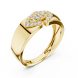 Round Cut Lab Grown Diamond Men's Modern Split Link Pave Gold Engagement Ring - View 4