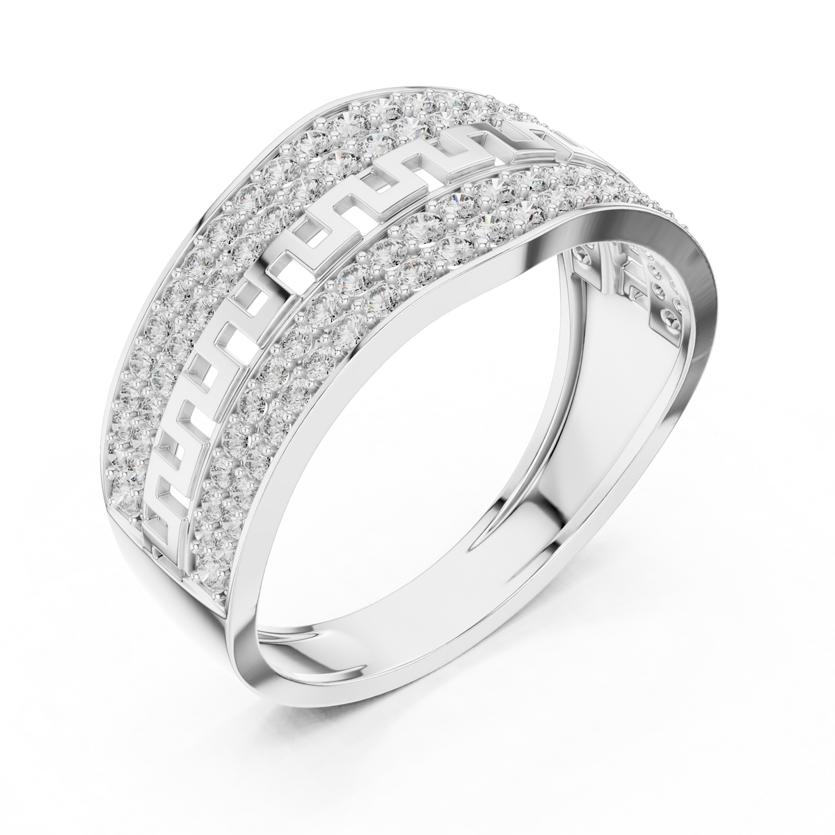 Round Cut Lab Grown Diamond Men's Double Pave Border Geometric Ring - View 6