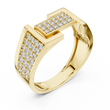 Round Cut Lab Grown Diamond Men's Rectangular Center Pave Statement Band - View 4