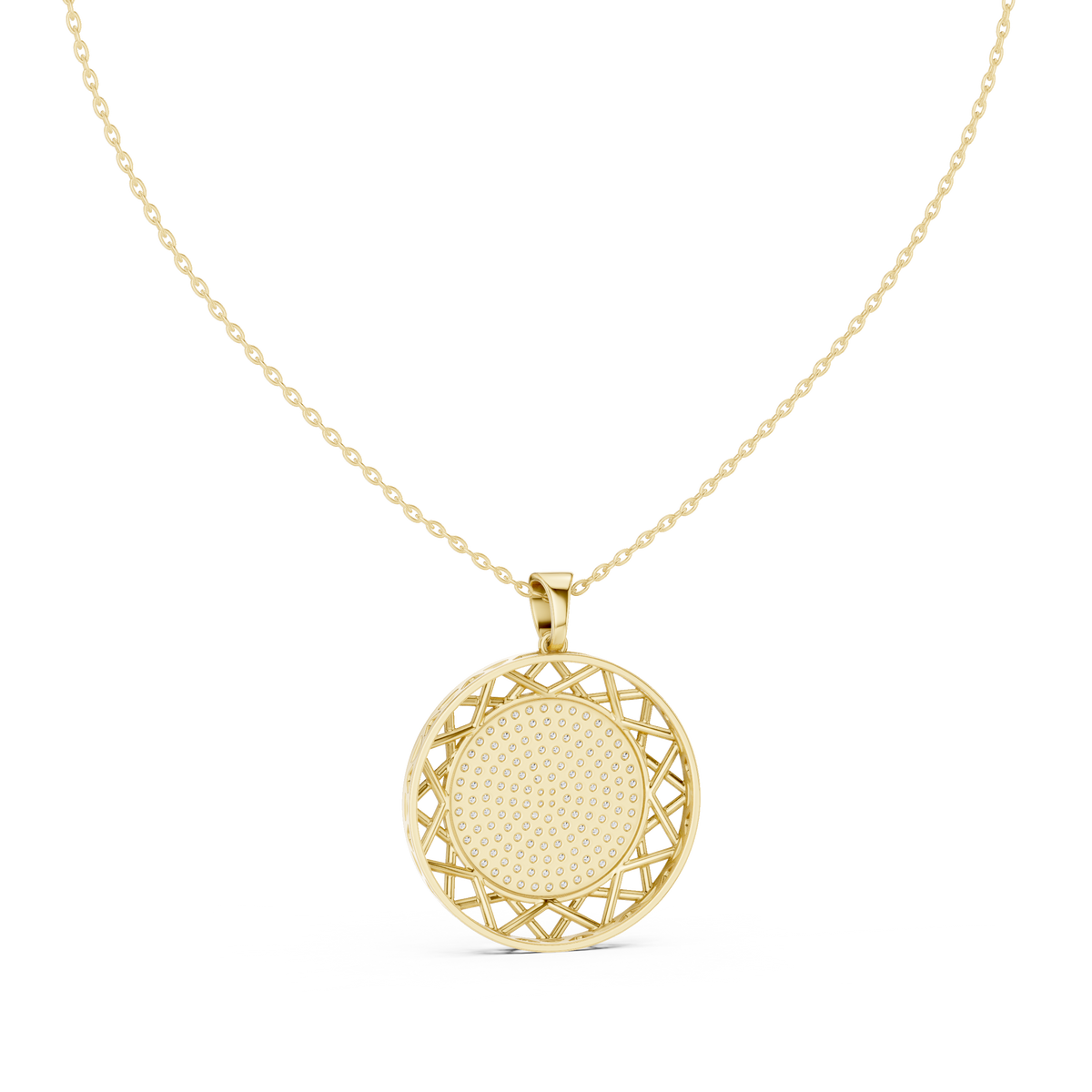 Circular Medallion Pendant with Cluster Round Lab Grown Diamond - View 7