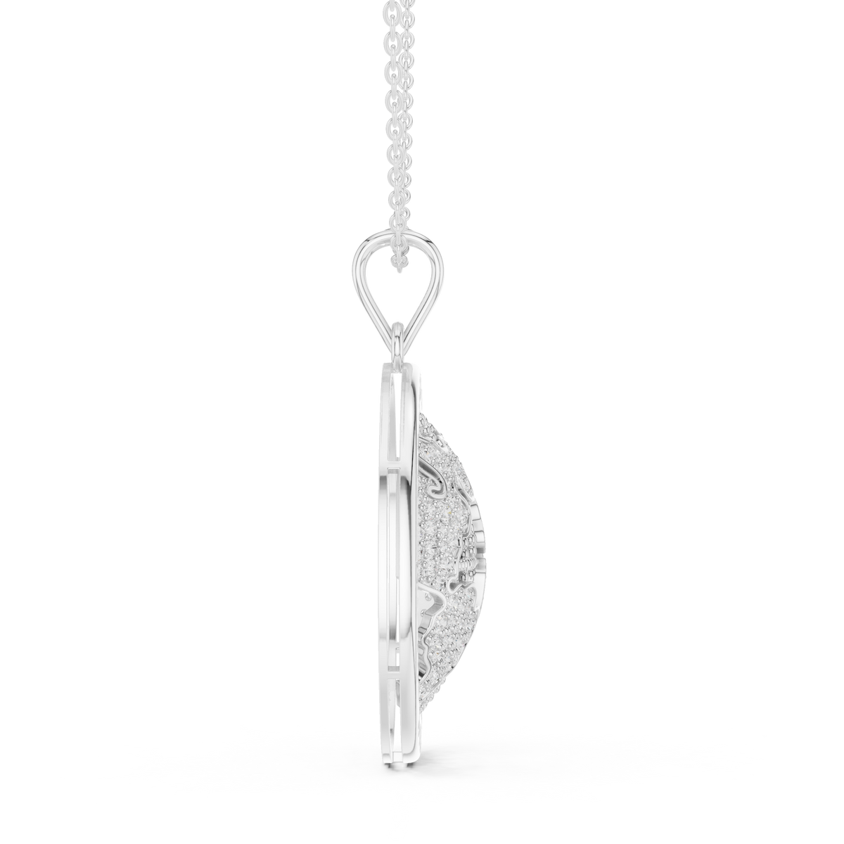 Inspirational Earth Motif Statement Charm Featuring Round Moissanite Diamond - View 6