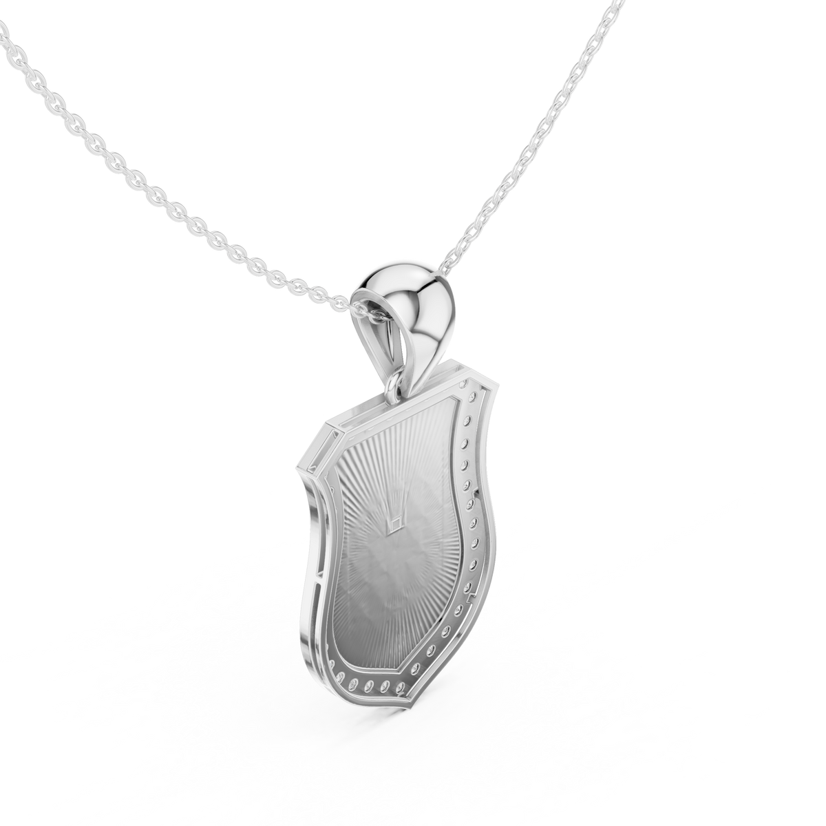 Dainty Geometric Shield Pendant with Round Lab Grown Diamond - View 9