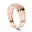 Round Cut Moissanite Diamond Men's Architectural Side Cutout Statement Band - View 8