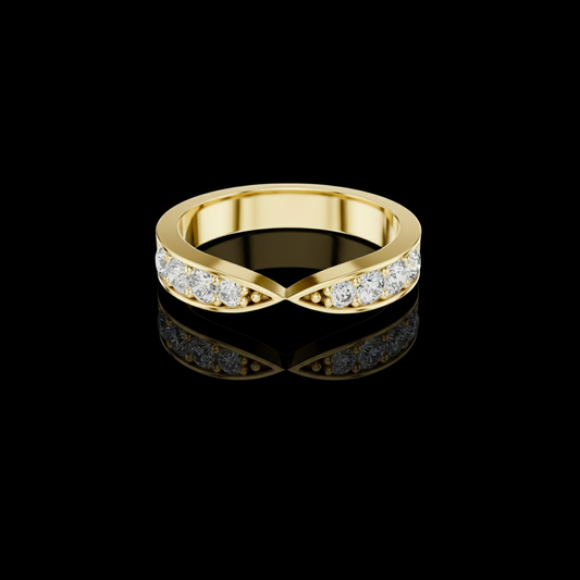 Round Cut Lab Diamond Channel Set Chevron Wedding Band Ring