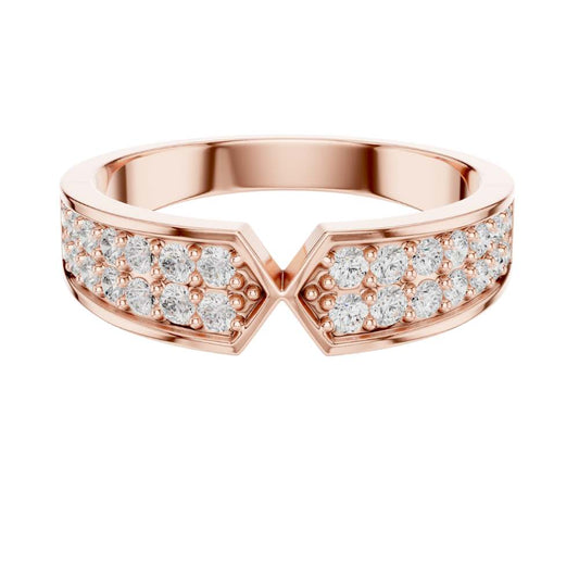 Round Cut Moissanite Diamond Men's Hourglass Chevron Point Statement Ring - View 2