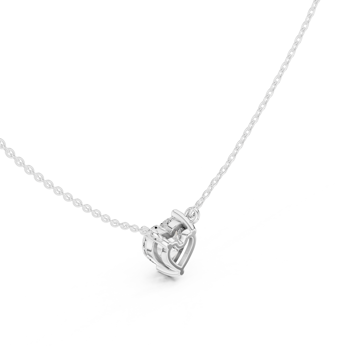 Heart Cut Solitaire Pendant with Center Lab Grown Diamond - View 5