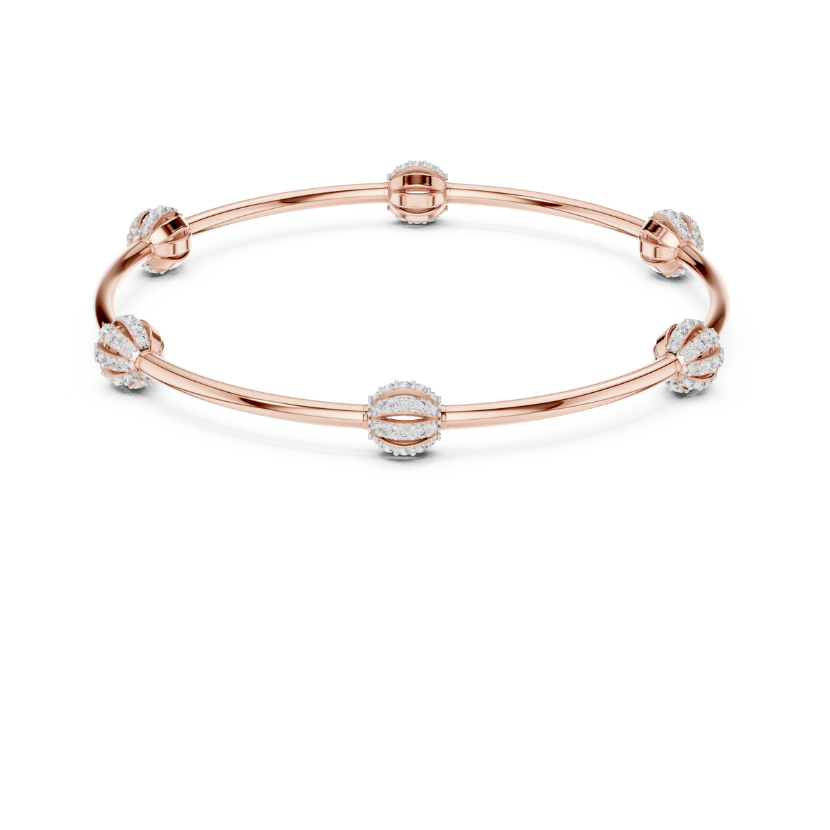 Round Lab Diamond Bracelet with Pave Studded Orb Accents - View 8