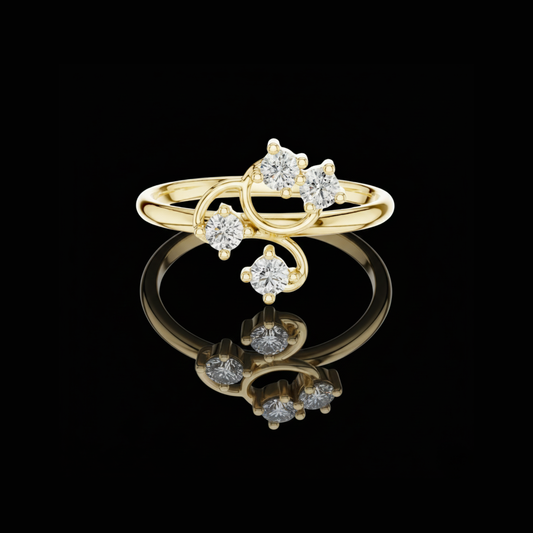 Round Lab Diamond Open Swirl Four Stone Ring