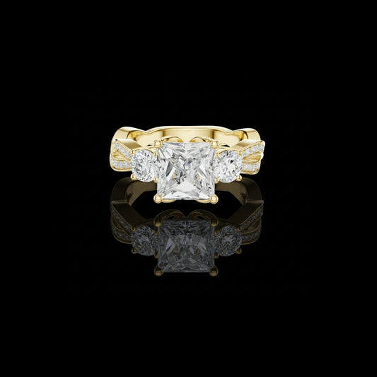 Princess Cut Engagement Twisted Band Lab Diamond Ring