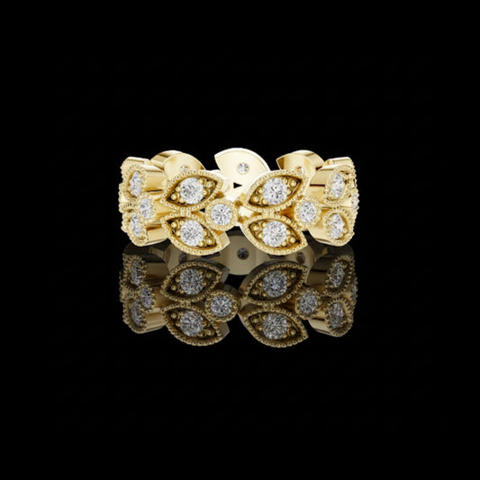 Vintage Floral Marquise & Round Lab Diamond Eternity Band Ring