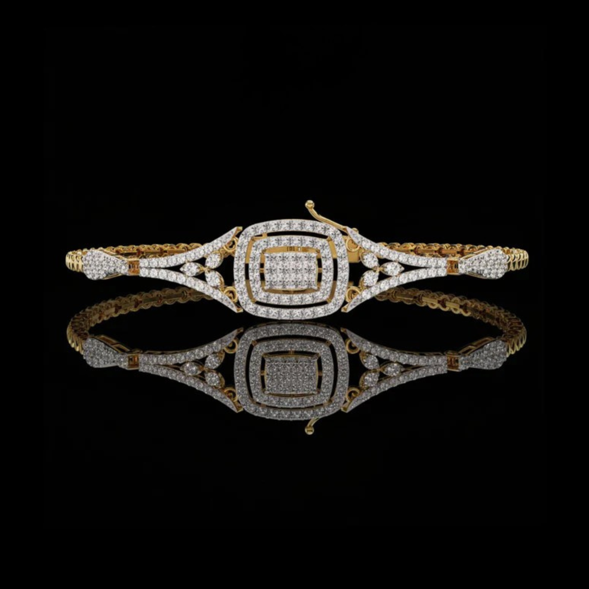 Vintage Style Round Lab Diamond Bangle Bracelet