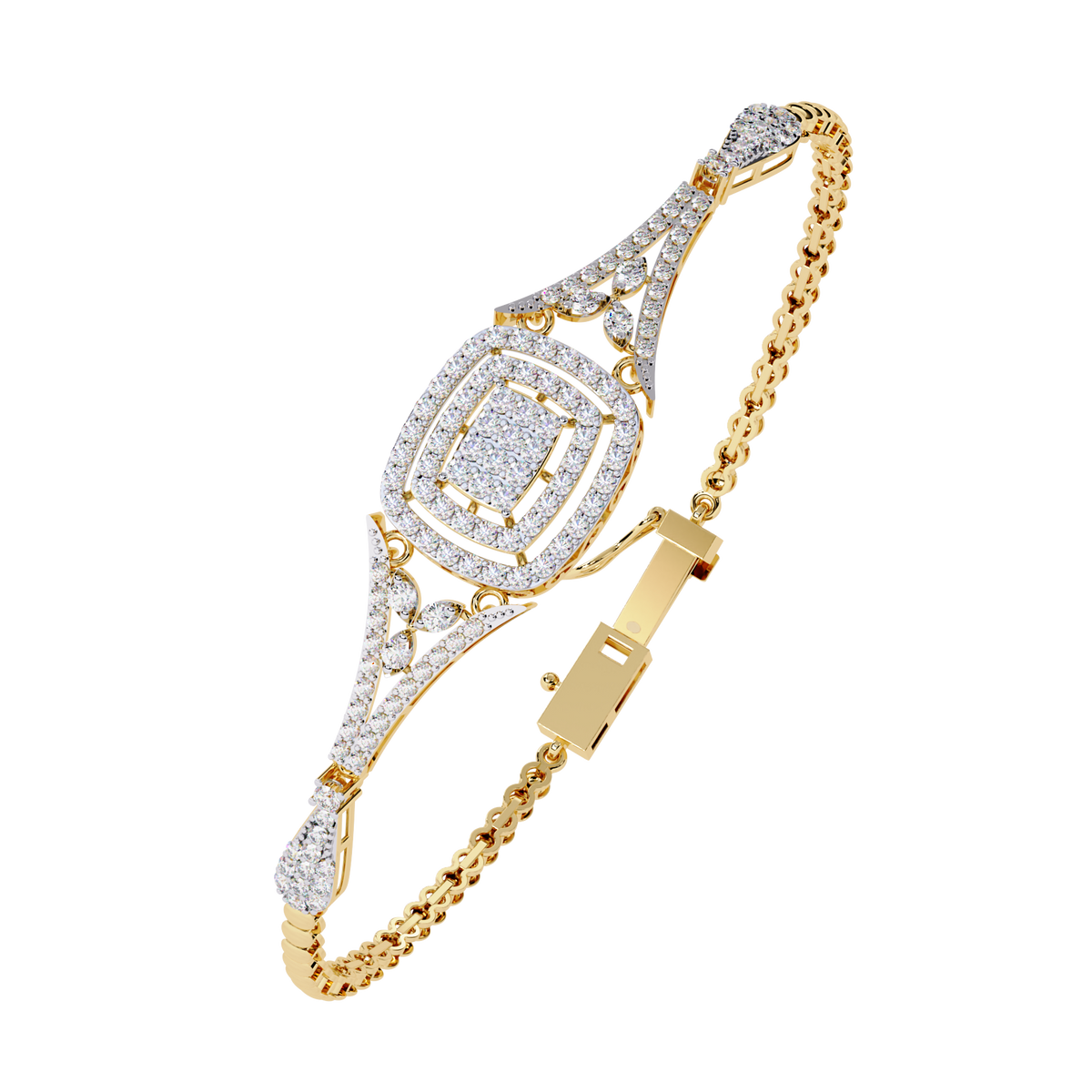 Vintage Style Round Lab Diamond Bangle Bracelet - View 2