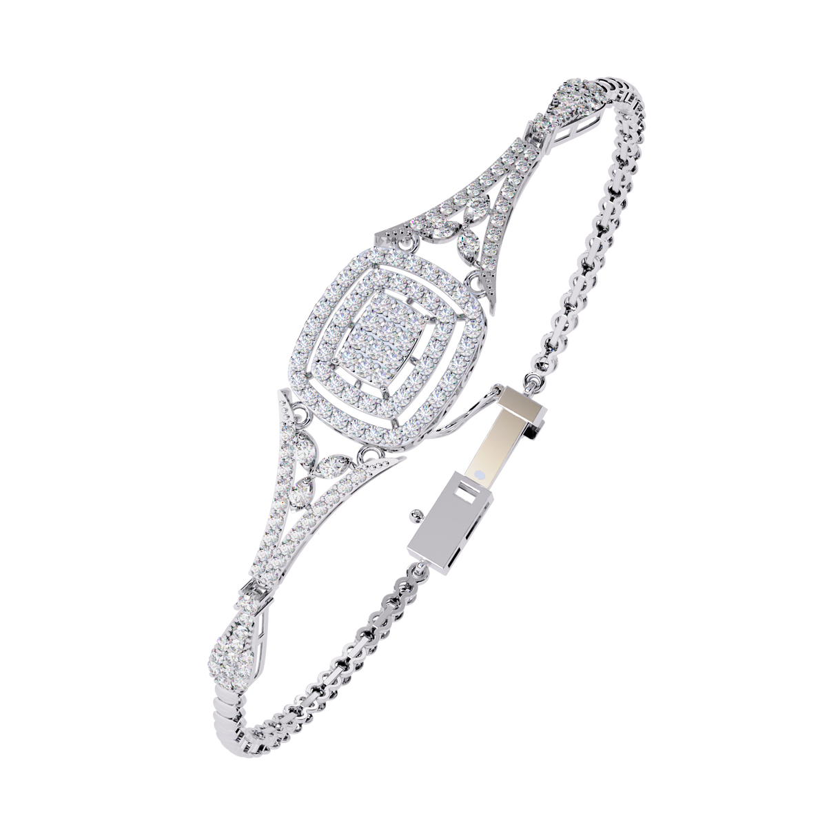 Vintage Style Round Lab Diamond Bangle Bracelet - View 4