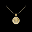 Greek Key Pattern Border Statement Pendant with Round Lab Grown Diamond