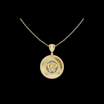 Greek Key Pattern Border Statement Pendant with Round Lab Grown Diamond