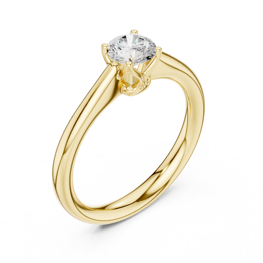 Round Cut Moissanite Diamond Solitaire Ring With Four Prong Basket Setting - View 2