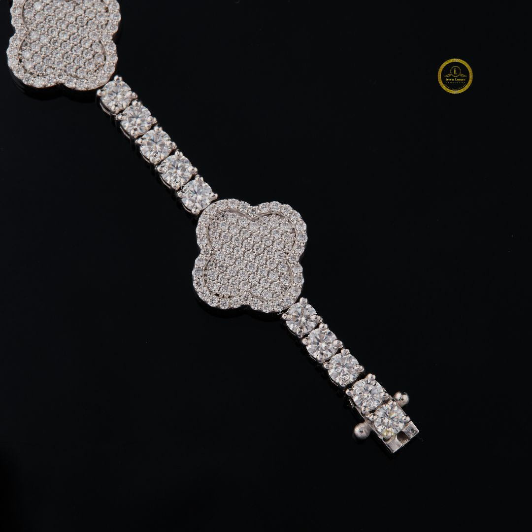 VVS1 Lab Diamond Flower Bangle Bridal Jewelry by Ivevar Luxury - View 3
