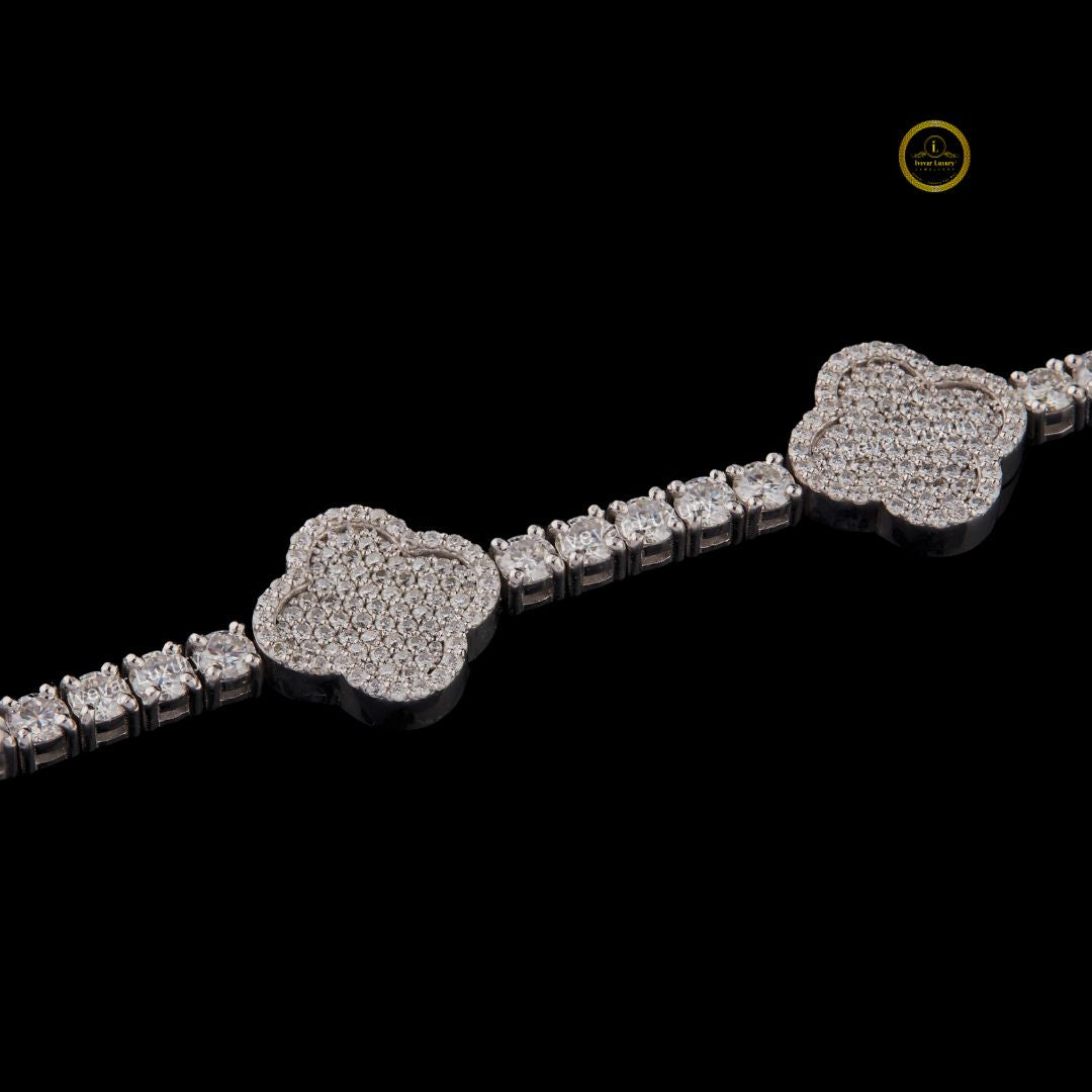 VVS1 Lab Diamond Flower Bangle Bridal Jewelry by Ivevar Luxury - View 4