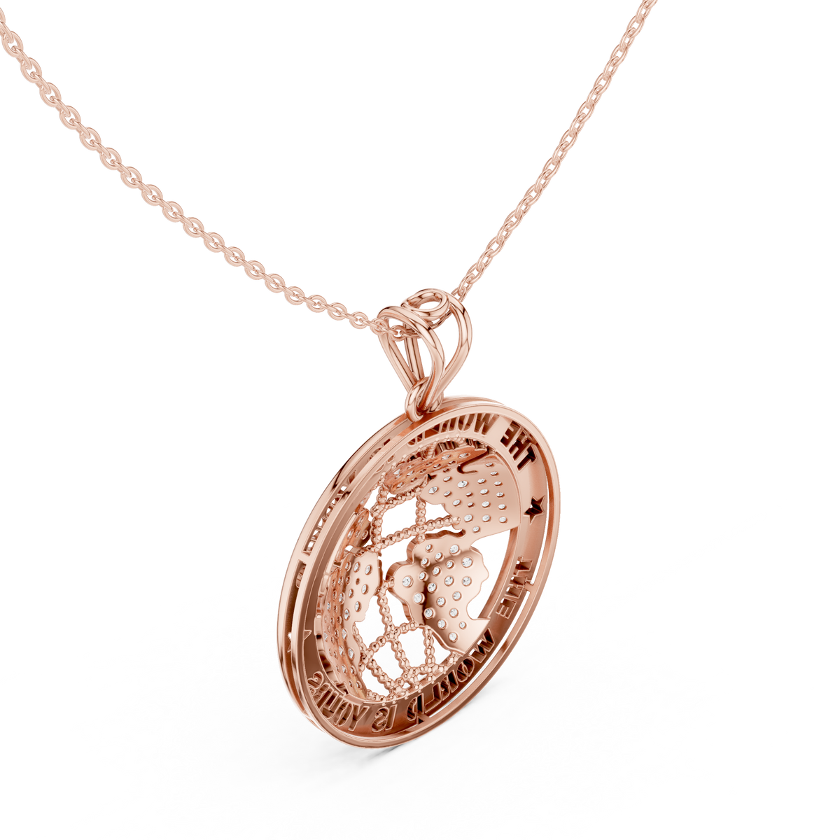 Inspirational Earth Motif Statement Charm Featuring Round Lab Grown Diamond - View 8