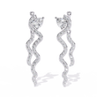 Luxurious Pear Moissanite Diamond Serpentine Cascade Earrings with Pave Set Wavy Drop Design - View 3