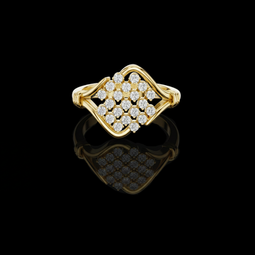 Round Cut Moissanite Diamond Ring Elegant Wave Framed Design