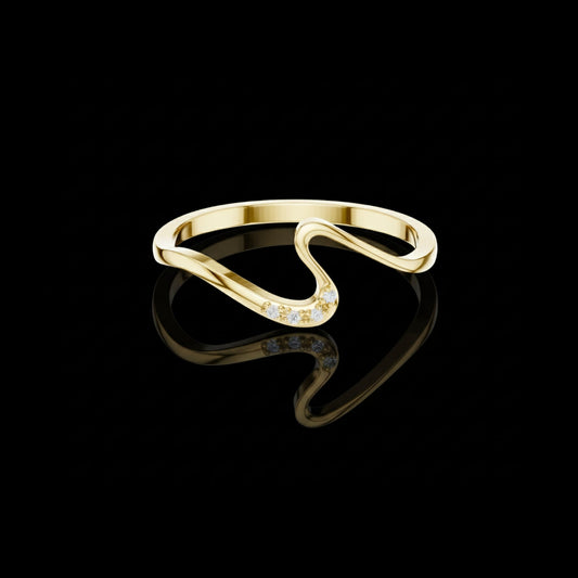 Curved Wave Moissanite Diamond Wedding Band