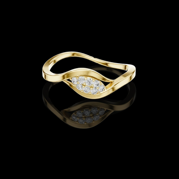 Curved Wave Round Lab Diamond Minimalist Ring For Women
