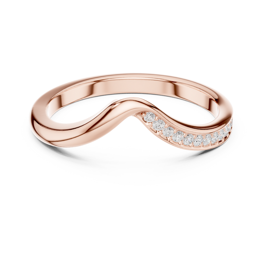 Curved Wave Round Cut Moissanite Diamond Wedding Band - View 2
