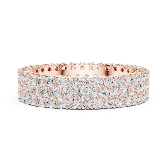 Round Cut Lab Diamond Micro Pave Eternity Band Ring - View 2