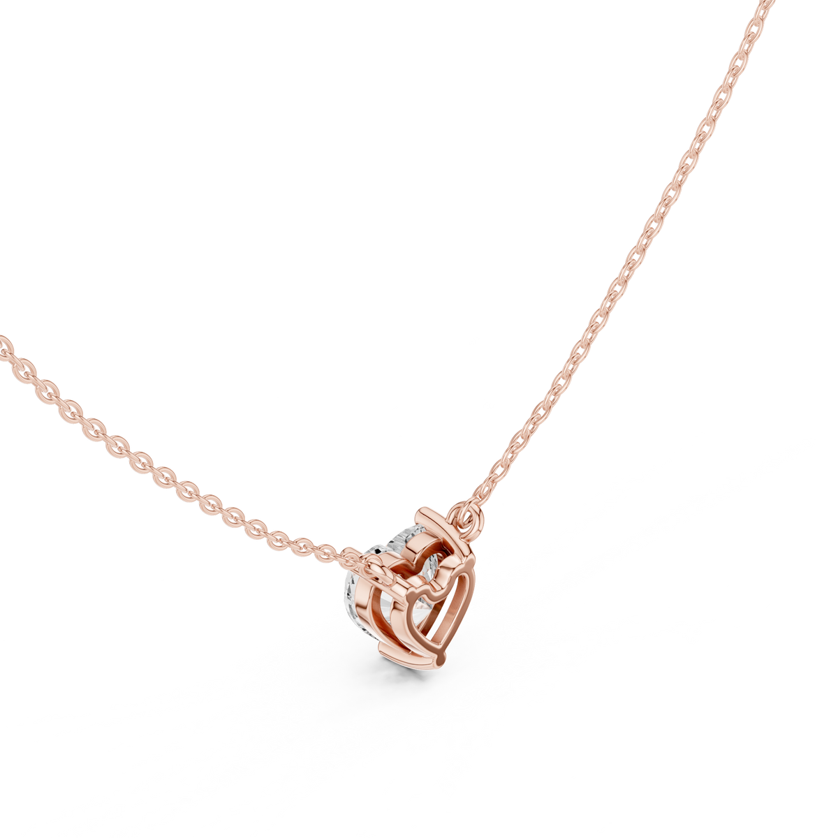 Heart Cut Solitaire Pendant with Center Lab Grown Diamond - View 6