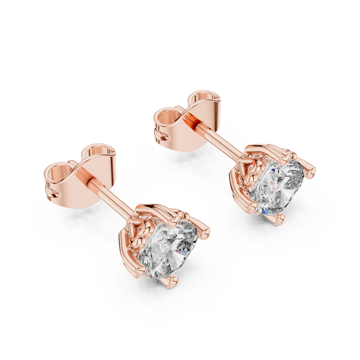Classic Cushion Cut Lab Diamond Stud Earrings with Four Prong Basket Setting - View 5