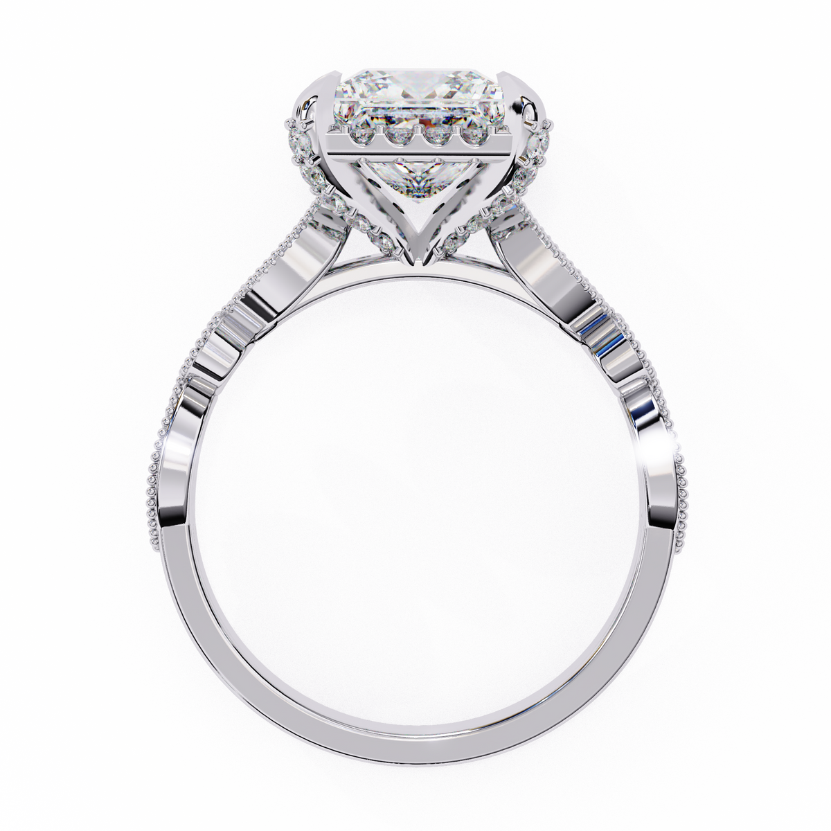 Diamond ring with a white gold band 