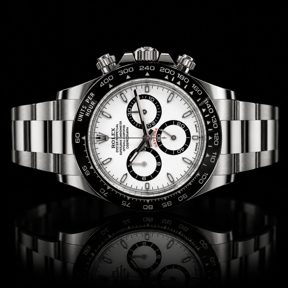 White Dial Chronograph Stainless Steel Ceramic Bezel Luxury Watch - View 2