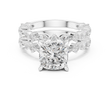 Cushion Cut Lab Diamond Women's Nature Inspired Solitaire Ring Set - View 3