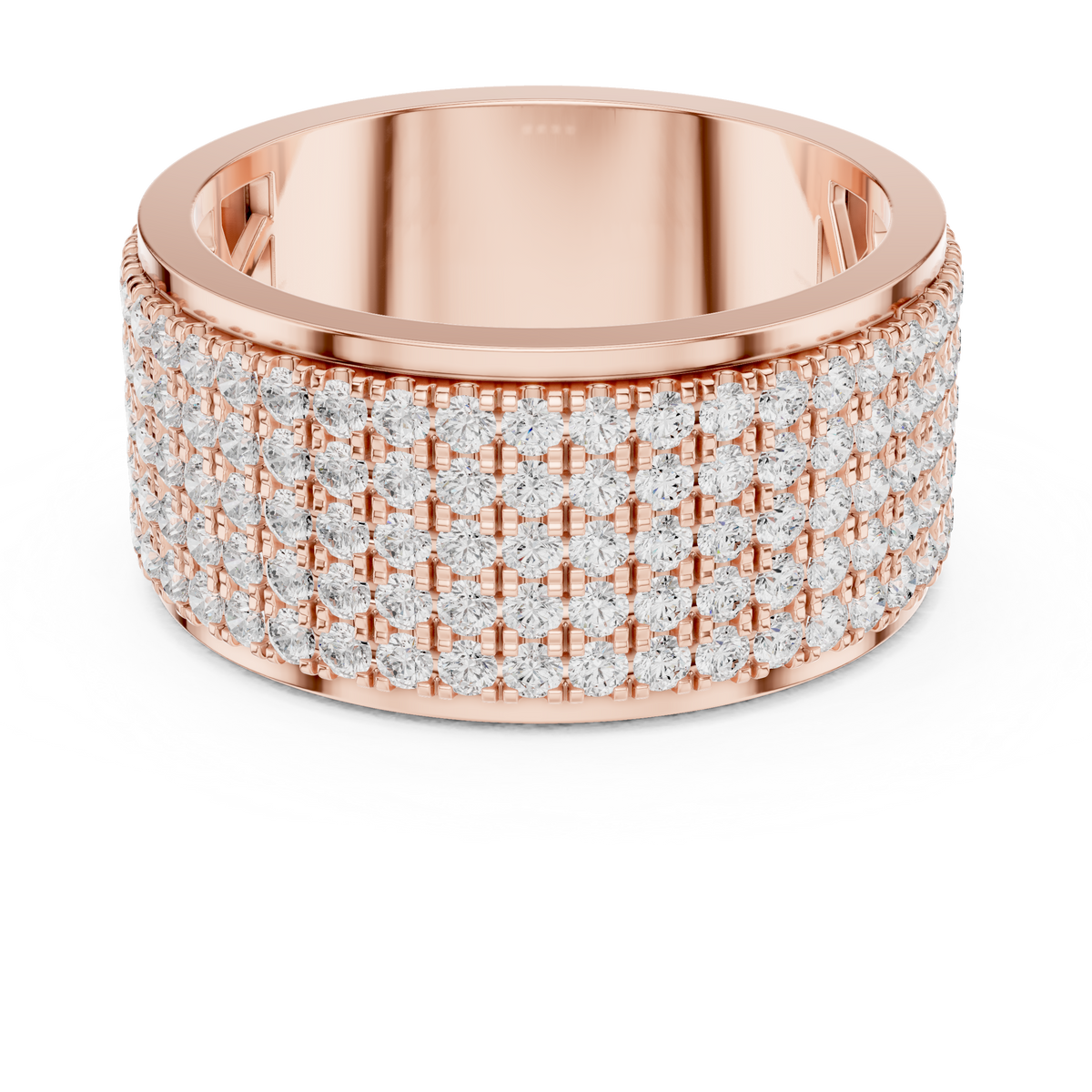 Round Cut Moissanite Diamond Men's Multi Row Grid Pave Iced Out Statement Ring - View 2