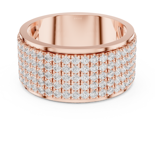 Round Cut Moissanite Diamond Men's Multi Row Grid Pave Iced Out Statement Ring - View 2