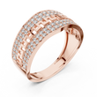 Round Cut Moissanite Diamond Men's Double Pave Border Geometric Ring - View 5