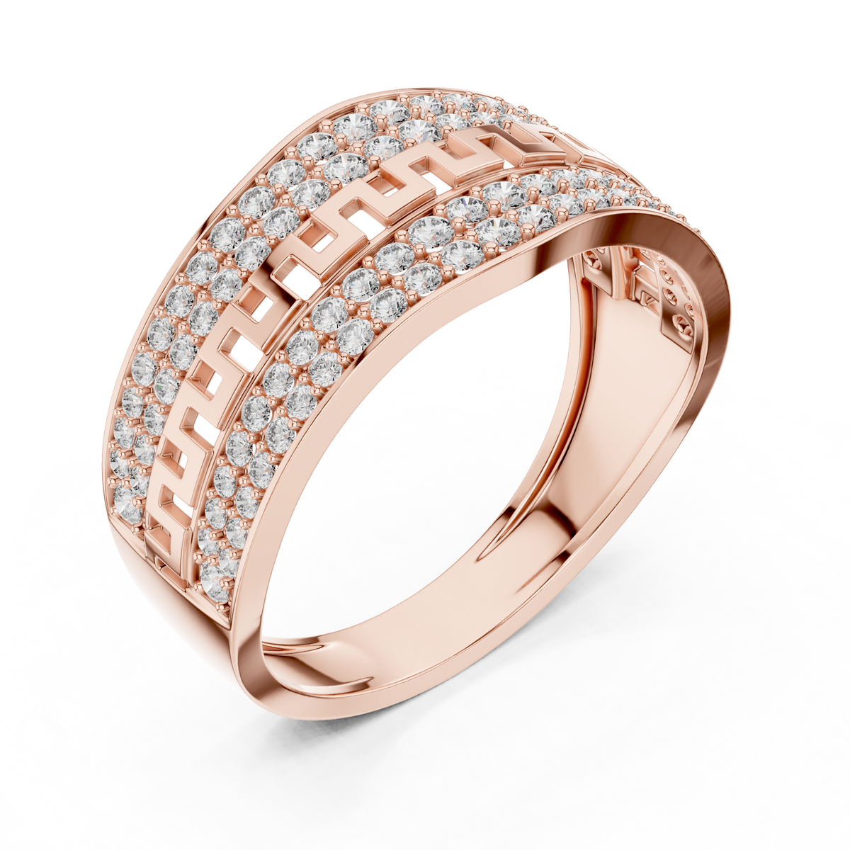 Round Cut Lab Grown Diamond Men's Double Pave Border Geometric Ring - View 5