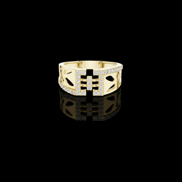 Round Cut Moissanite Diamond Men's Openwork Floating Bridge Gold Band