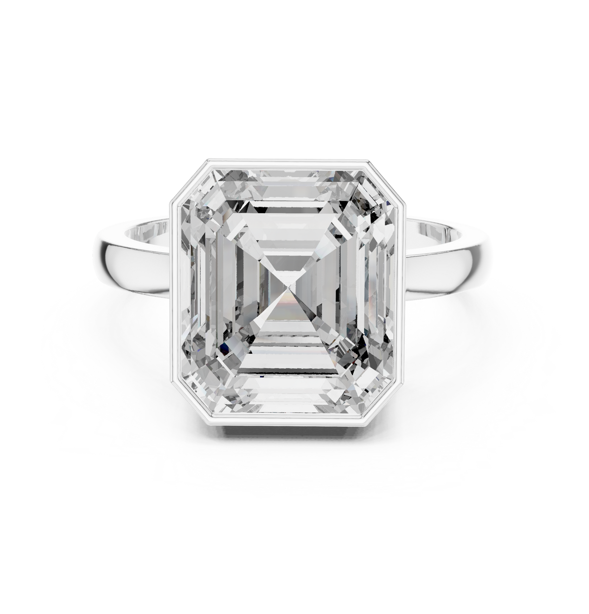 Asscher Cut Lab Grown Diamond Men's Full Bezel Engagement Ring - View 3