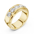 Round Cut Moissanite Diamond Men's Heavy Gold Classic Wedding Ring - View 4